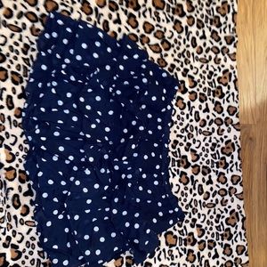 Navy blue with white polkadot ruffled skirt